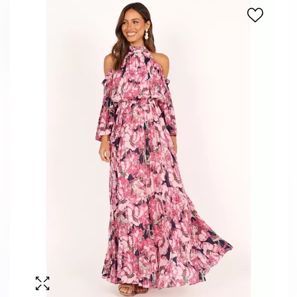 Petal and Pup Floral Hilary Pleated Maxi Cold Shoulder Long Sleeve Dress L - Picture 3 of 6